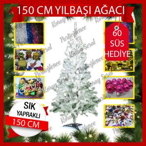 60 süs yılbaşı ağacı 150 cm beyaz